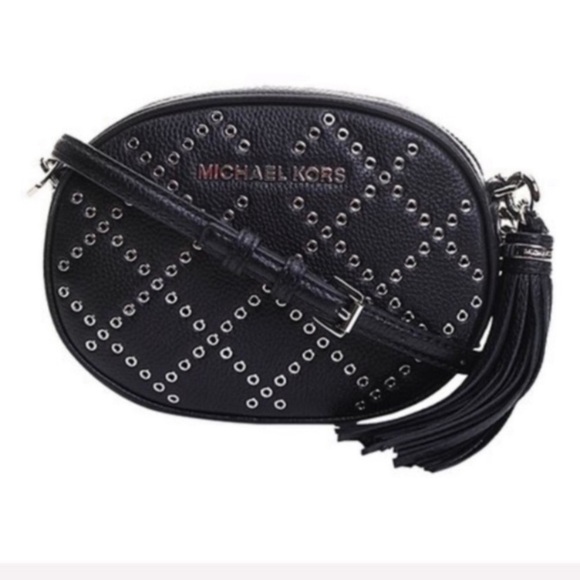 Michael Kors Black Studded Leather Crossbody - Picture 1 of 8